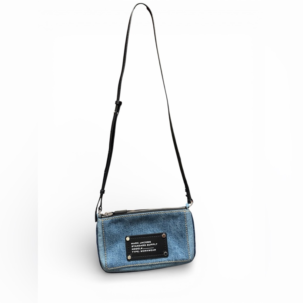 EUC Marc Jacobs Light Blue Denim Crossbody with Black Strap